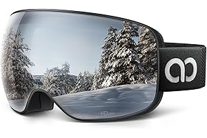 Lamicall Ski Goggles with 3X Anti-Fog - 100% UV Protection Spherical Lens, OTG for Skiing, Snowboard, Snowmobile, Men, Women