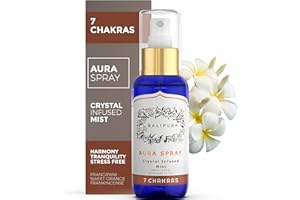 BALIPURA - 7 Chakra Aura Crystal Mist Spray with Frankincense, Sweet Orange, and Frangipani - Energy Cleansing and Spiritual Harmony