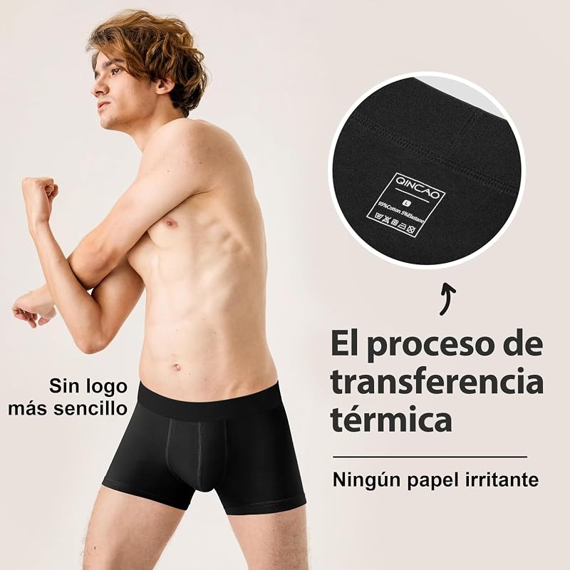 Cuecas boxer masculinas, pack de 6, sem logótipo, algodão confortável