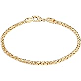 Barzel 18K Gold Plated Spiga Wheat Anklet for Women, 10 Inches (Made In Brazil)