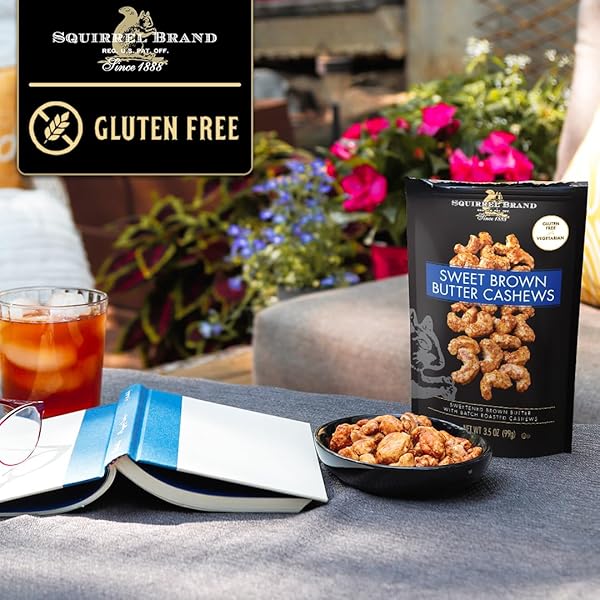 SQUIRREL BRAND SWEET BROWN BUTTER CASHEWS, 3.5 OUNCES RESEALABLE BAG, GLUTEN FREE, VEGETARIAN