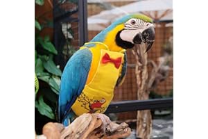 XQIGI Bird Diaper Washable Parrot Diapers Reusable Bird Flight Suit Nappies Protective Breathable Nappy Clothes for Parakeet Parrot Macaw Budgie Canary Budgie Cockatiel(Yellow, XL)