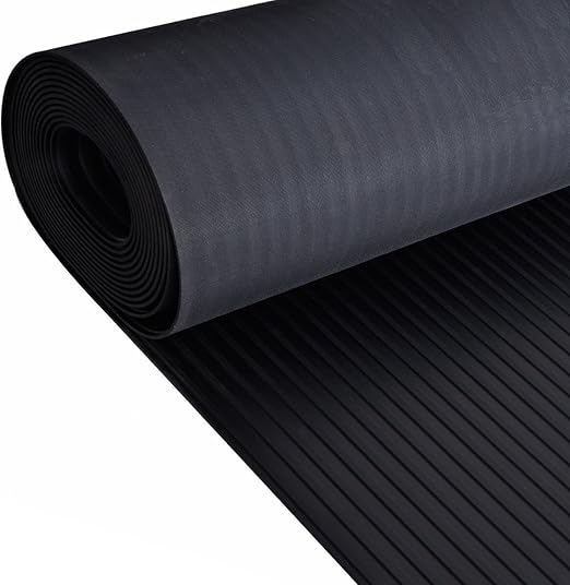 5m x 2m Wide Ribbed Rubber Garage Flooring Matting 3mm Thick Floor