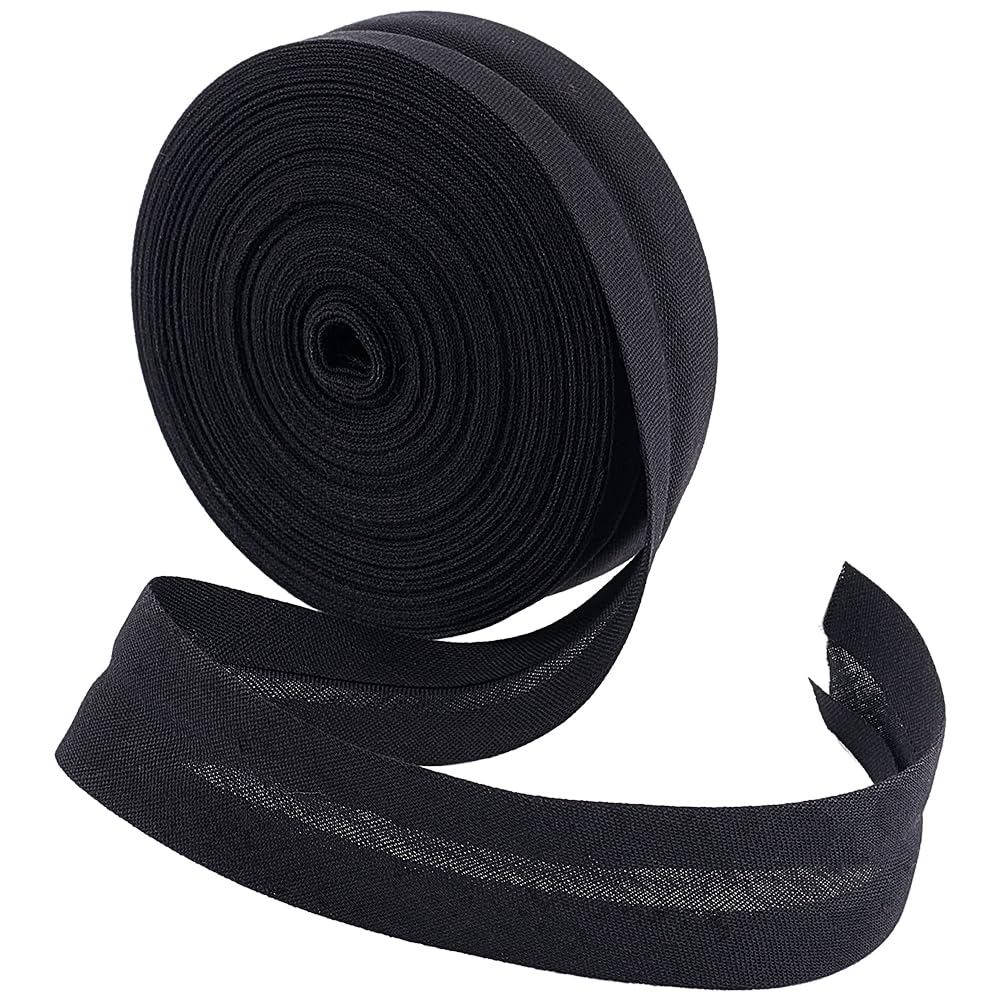 BENECREAT 10.94 Yards(10m) Single Fold Bias Tape, 20mm Wide Black Bias Binding Tape Hemming Tape for DIY Garment Sewing, Seaming, Piping, Quilting