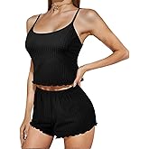 Zando Cute Pajama Sets for Women- 2 Piece Strawberry Print Summer Cami Top and Shorts Pj Set Sexy Pajamas