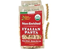 Papa Vince Organic Non Enriched Pasta - good whole wheat busiate pasta, made in Italy from ancient grains cultivated in Sicily, Italy. Slow Dried. Bronze Die Cut. Delightful Al dente texture. No funny taste