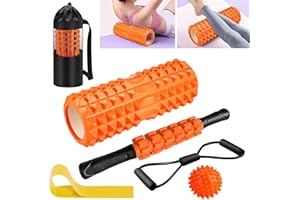 Foam Rollers, KilYn Foam Roller Set for Deep Tissue Massage, 6 in 1 Exercise Roller Foam with Massage Stick, Resistance Bands