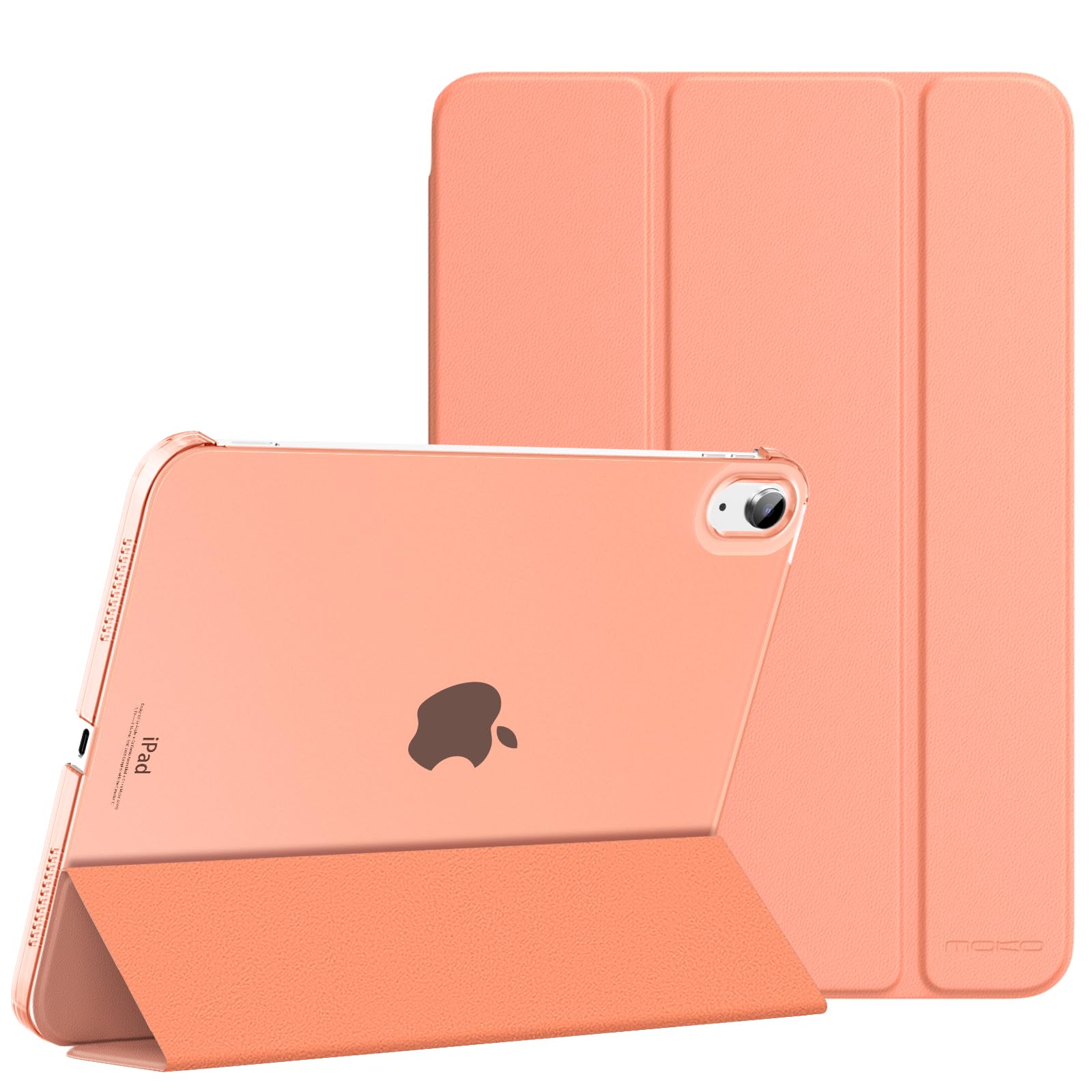 MoKo for iPad (A16) 11th Generation Case 11 Inch 2025, iPad 10th Generation Case 10.9 Inch 2022, Slim Stand Hard PC Translucent Back Shell Smart Cover, Support Touch ID, Auto Wake/Sleep,Apricot Orange — image 1