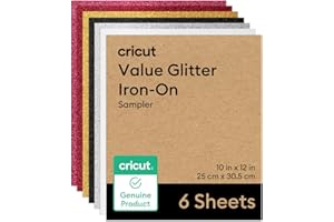 Cricut Value Glitter Iron On, Sampler Pack (10in x 12in, 6 Sheets) - HTV Heat Transfer Vinyl