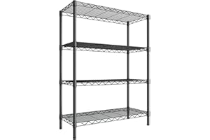 SINGAYE 4 Shelves Adjustable Shelf Heavy Duty Shelf 1400LBS Wire Storage Shelving Metal Organizer Wire Rack,Black (48W x 18D x 59H)