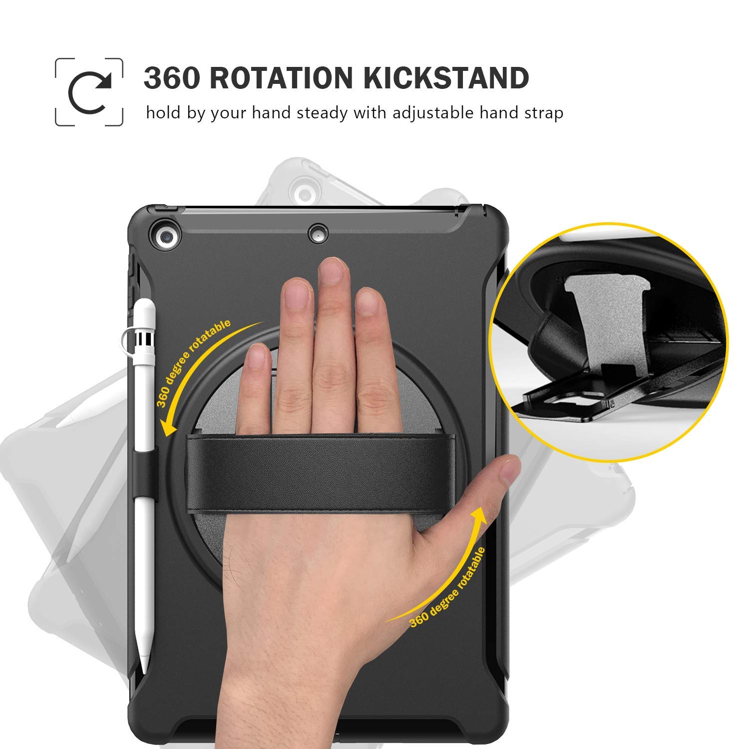 ProCase Rugged Heavy Duty Case for iPad 10.2 inch Case 2021 9th Gen / 2020 8th Gen / 2019 7th Gen, Shockproof Cover Case with Handle and Rotating Kickstand for 10.2