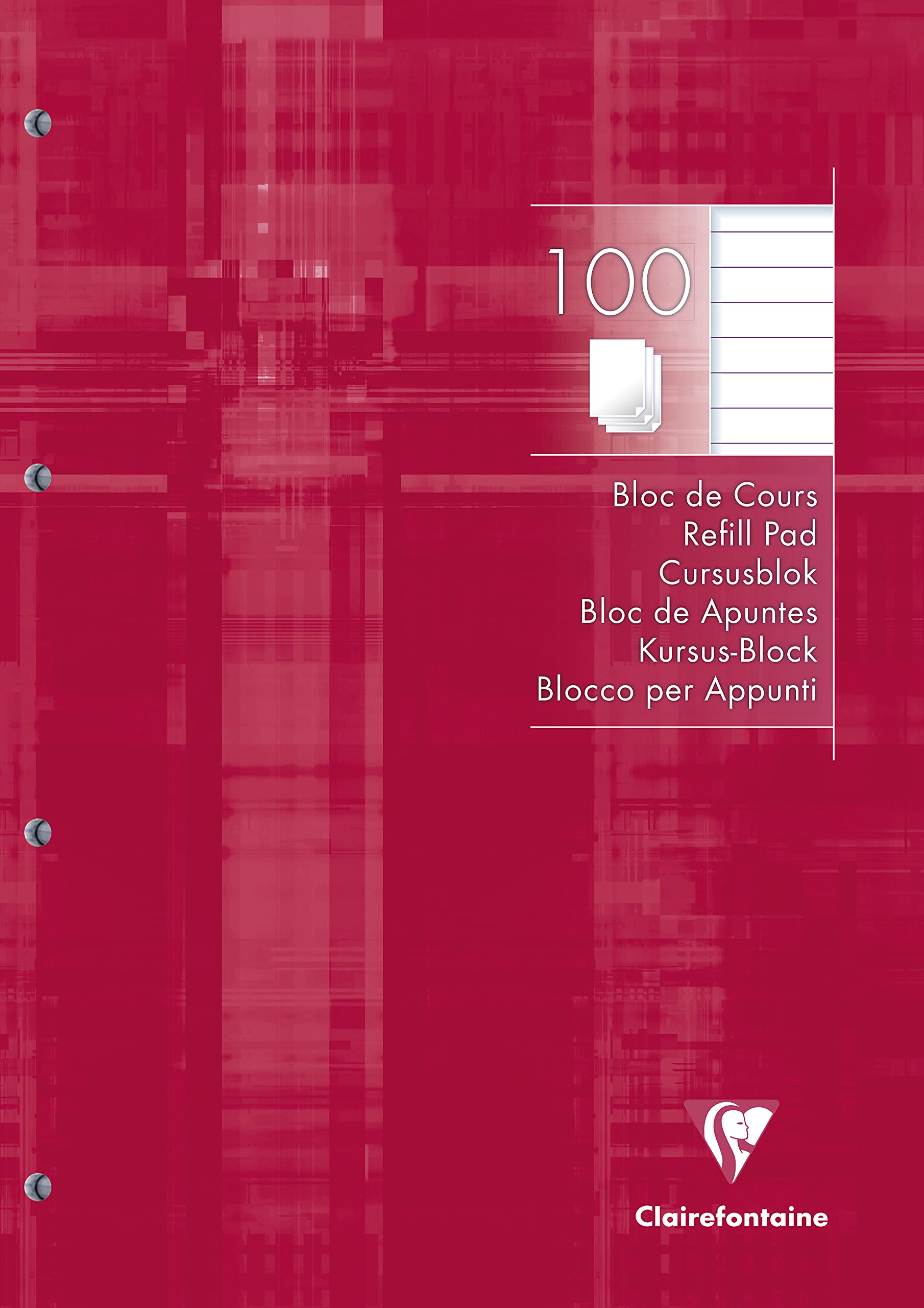 Clairefontaine 25818C - Raspberry Red Perforated Glued Notebook - Dimensions: A4 21x29.7 cm - 200 Lined Pages - 90 g White Paper - Laminated Card Cover