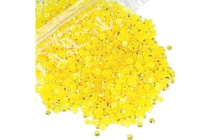 qiipii 3000PCS 5mm Lemon Yellow AB Resin Rhinestones for Crafts Citrine AB Flatback Jelly Rhinestones Bulk SS20 Non-Hotfix Stones Diamonds Crystals Gems for Mugs Tumblers Bottles DIY Crafts Decoration