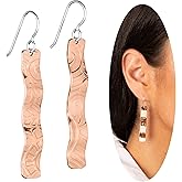 Handcrafted 2 Inch Long Dangle Earrings for Women | Lightweight Wavy Sculpted Drop Earrings | Available in Sterling Silver or Copper | Jewelry Gift Idea for Her