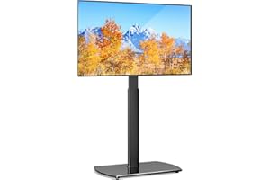 YOMT Universal TV Floor Stand with Mount for 27-70 Inch LCD LED OLED TVs, Swivel Height Adjustable Tall TV Stand, Space Saving Design for Corner Bedroom Living Room, Black