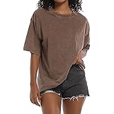 BINTEHGS Oversized Grunge Vintage t Shirts for Women Short Sleeve Cotton Casual Baggy Tees Teens Trendy Crew Neck Loose Tops