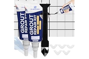 KCUT Grout Repair Kit - 2Pcs Black Grout Filler Tubes, Tile Grout Paint and Silicone Grout Removal Tool, Home Waterproof Bathroom Shower Floor Tile Sealer, Renew Tile Seam Line Gaps