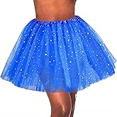 Jewemia Tutu Skirts Tulle Tutu Tutus for Women Classic Elastic 4 Layered Short Tulle Skirt Running Rave Costume for Women