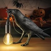 LYOOWNG Halloween Crow Lamp, Raven Table Lamp with Bulb, Bird Desk Lamps | Gothic Home Decor Crow Light, Christmas Raven Lamp for Bedside Bedroom Living Room Decor