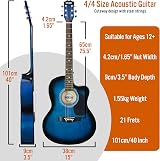 3rd Avenue Full Size 4/4 Cutaway Acoustic Guitar Bundle with Lessons Blue view 2