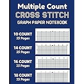 Multiple Count Cross Stitch Graph Paper Notebook (10, 14, 16, 18 Count): Cross Stitching in 10, 14, 16, 18 line Per Inch Grid Multi Count Graph Paper ... Embroidery Pattern Design Project • 100 Pages