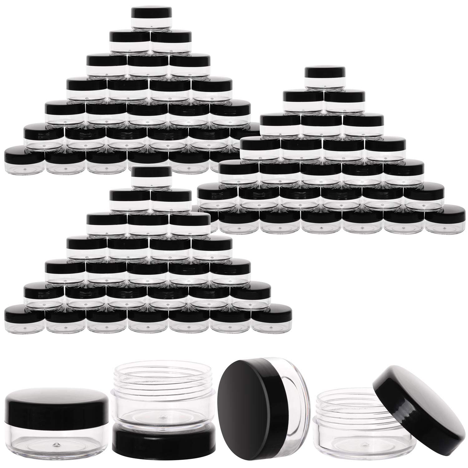 100 Pieces TSA Approved Small Jars with Lids Plastic 10g Travel Toiletries Containers for Cream and Lotion