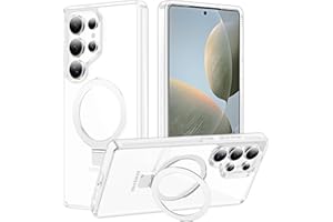 STERKER Magnetic Ring Stand Case for Samsung Galaxy S25 Ultra Case [Military Grade Drop Protection][Case for Magnetic] with Kickstand, Not Yellowing Slim Case for S25 Ultra, Clear