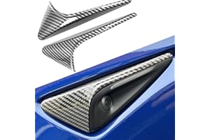 Yeapop 2 Pcs Blind Spot Side Camera Covers for Tesla HW4.0, Compatible with Model 3 and Model Y (Glossy Carbon Fiber Pattern, HW 4.0)