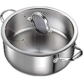 Cooks Standard Dutch Oven Casserole with Glass Lid, 7-Quart Classic Stainless Steel Stockpot, Silver