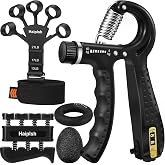 Grip Strength Trainer Kit (5 Pack) with Finger Exerciser, Hand Grip Strengthener, Hand Extension Exerciser, Stress Relief Ball and Forearm Workout Ring for Muscle Building and Injury Recover, Silicone