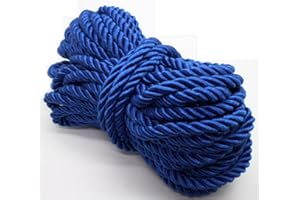 PAMIR TONG 5mm Royal Blue Twisted Satin Cord for Crafts 10 Yards Braided Decorative Cotton Cords Trims Polyester Twine Cord Thick Round Fabric Rope Thread DIY Shiny Handfast Cord for Wedding
