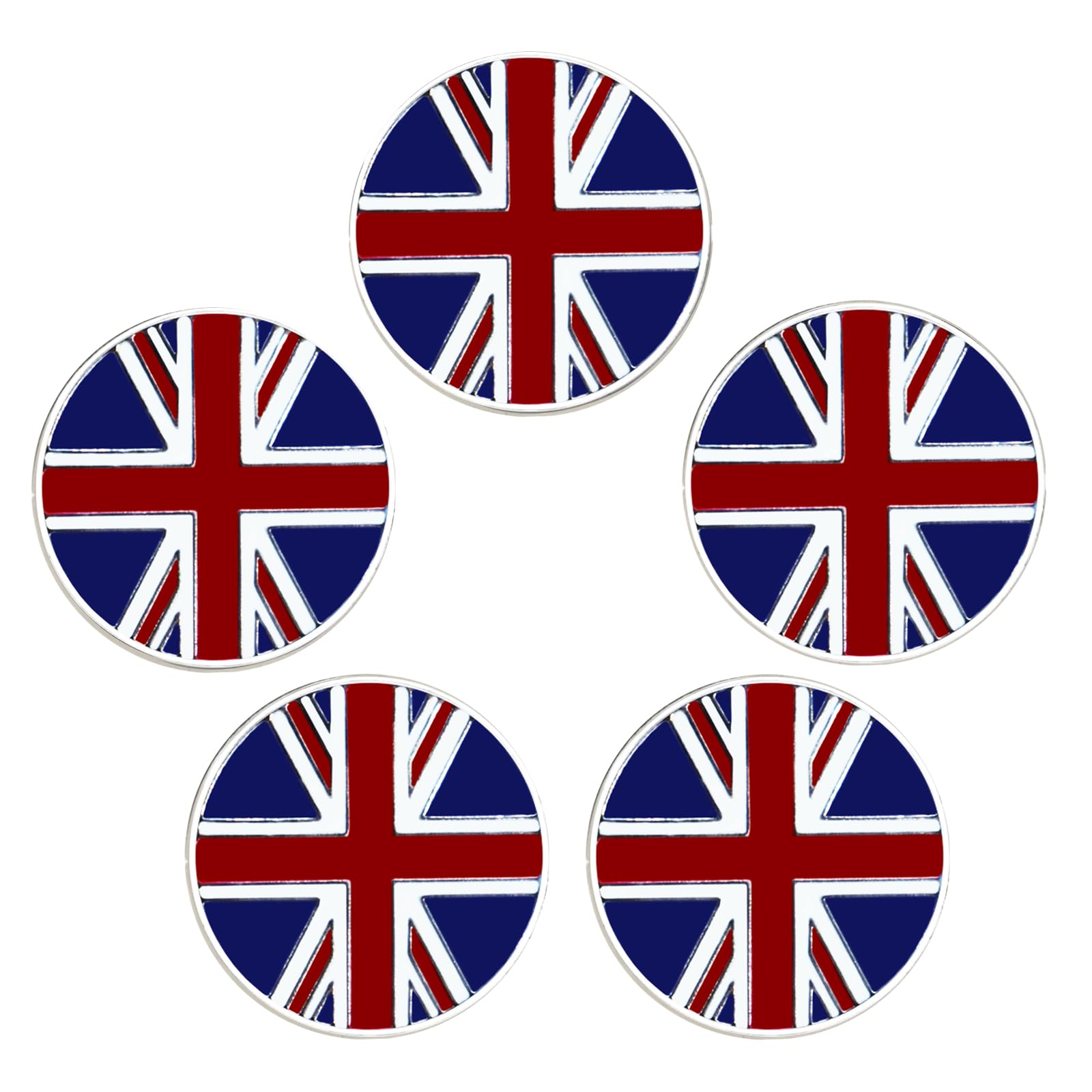 AXKAL Golf Ball Marker Hat Clip Tool for Men Women 5 Pack Set, Golf Ball Markers Assorted Patterns Mark Golf Divot Tool Accessories Bright Color (5 Pcs UK Marker)