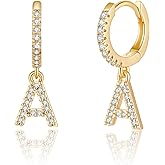 M MOOHAM Valentines Gifts for Kids Girls - 925 Sterling Silver Post Hypoallergenic Small Huggie Hoop Earrings Gold Plated Cubic Zirconia Initial Earrings Jewelry
