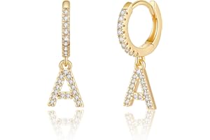 M MOOHAM Initial Earrings for Women, 925 Sterling Silver Post Hypoallergenic Small Huggie Hoop Earrings Gold Plated Cubic Zirconia Initial Earrings Jewelry