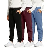 Real Essentials 3 Pack: Boys' Fleece Athletic Jogger Sweatpants - Kids Teens Active Athletic Pants with Pockets (Size 6-20)