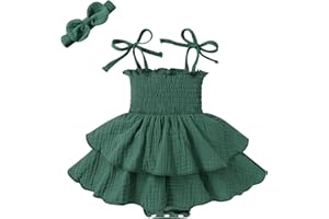 YOUNGER TREE Baby Girl Clothes Infant Summer Romper Dress Sleeveless Bodysuit Jumpsuit with Headband Toddler Outfits