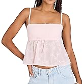 Womens Y2k Babydoll Cami Tank Ruffle Hem Sleeveless Flowy Top Teen Girl Summer Fairy Shirt Fitted Streetwear