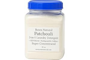 ROSES NATURAL Patchouli 3-in-1 Laundry Detergent, Super Concentrated, All-Natural, Sulfate-Free, 32 oz, Non-Toxic, Stain Remover, Vegan-Friendly, Made in the USA