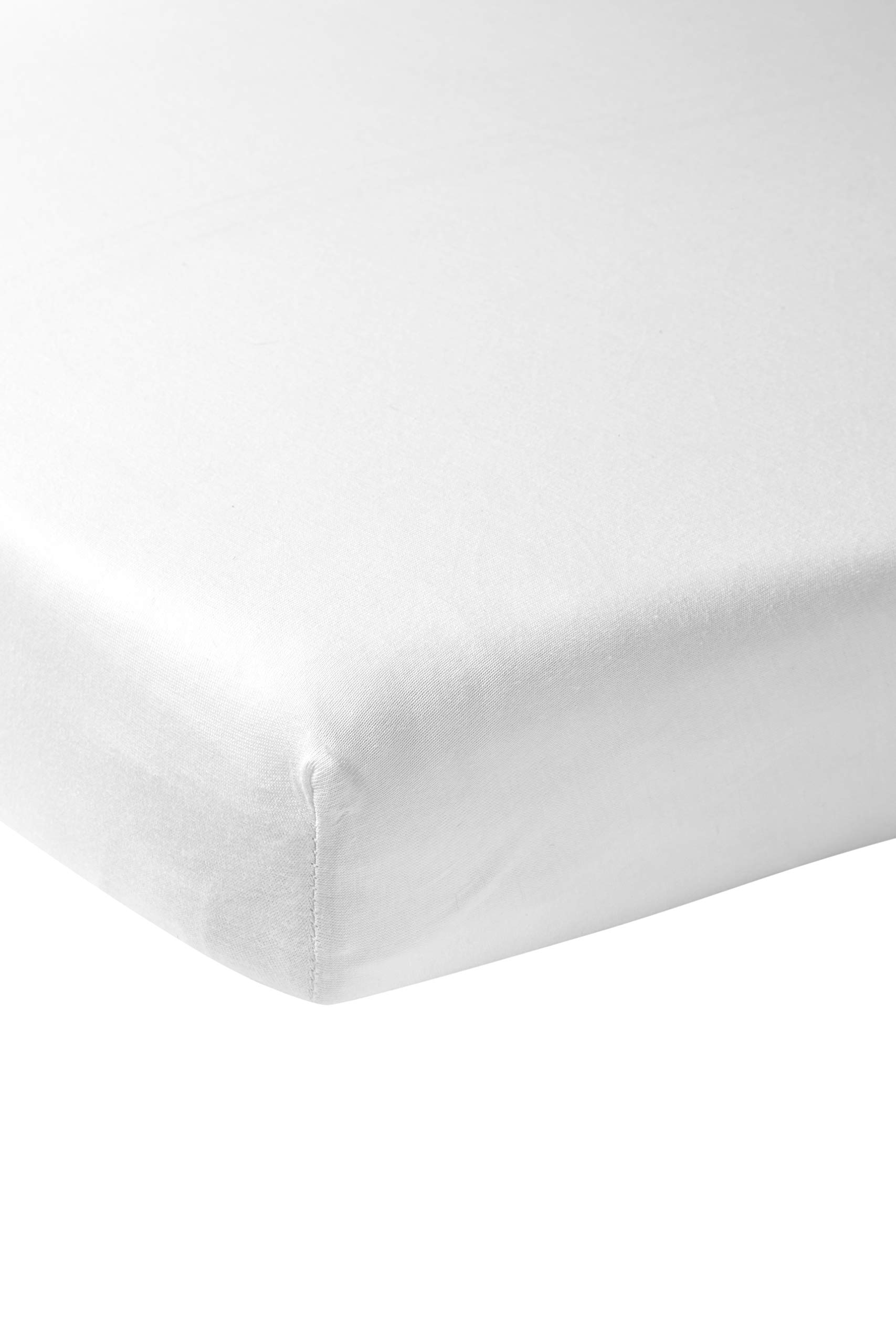 Meyco Baby Fitted Sheet for Cot, 60 x 120 cm, Jersey Fitted Sheet, 100% Cotton, Oeko Tex Certified, All-Round Elastic, Breathable, Plain, White