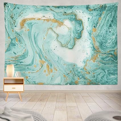 Summor Green Color Colorful Watercolor Stain Grunge Marble Gold Turquoise Color Green Art Nature Home Decorations For Living Room Bedroom Dorm Decor