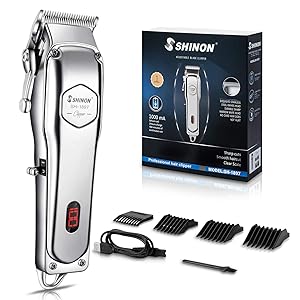 Professional Hair Clippers for Men, Quiet Cordless Hair Cutting Kit, Beard Trimmer Barber Hair Cut, Grooming Kit Machine with LED Display Rechargeable…