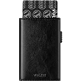 VULKIT Men's Card Holder Wallet Pop Up Wallet Magnetic Closure RFID Blocking Tri-fold Leather Wallet
