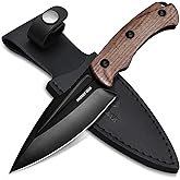 Mossy Oak 8.5-inch Full-tang Fixed Blade Knife with Sheath, Stainless Steel Blade, Outdoor Knives for Survival, Camping, Hiking (G10 Handle-Brown)