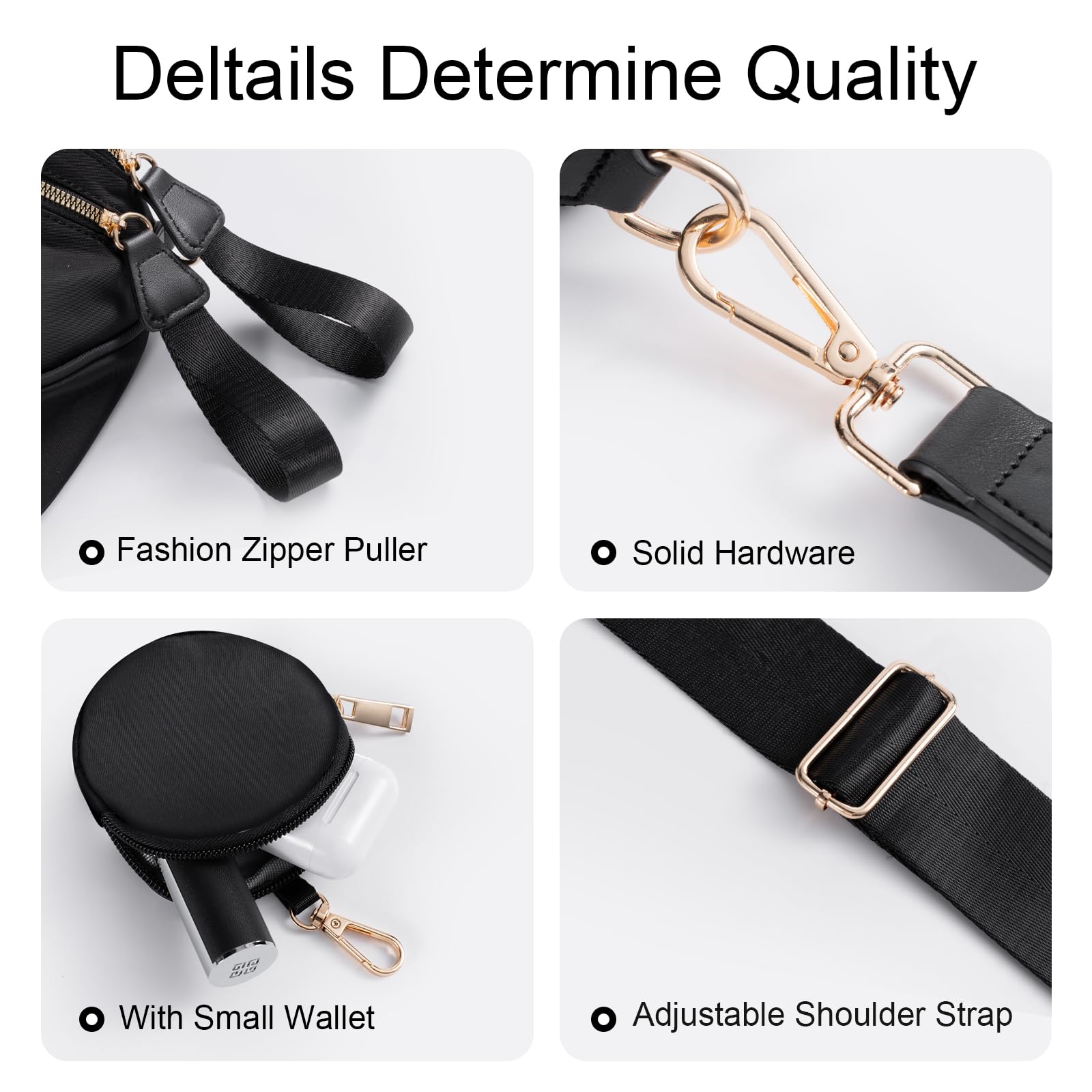 Bum Bags for Women Checkered Crossbody Bag with Removable Wallets Large Nylon Belt Purse Fanny Packs, Bonus with a Extra Strap