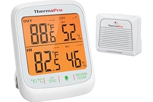 ThermoPro TP260B Indoor Outdoor Thermometer Wireless 1000ft/300m Range, Pro Accuracy Digital Hygrometer Humidity Meter with Remote Temperature Sensor, Inside Outside Thermometer for Home Patio Room