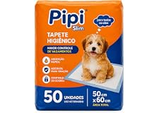 Tapete Higiênico para Cachorro Pipi Slim 50 Unidades 50x60cm | Absorção Rápida, Controle de Vazamentos e Adesivos para Fixação | Tapete Descartável para Cães