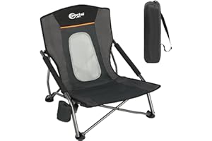 PORTAL Beach Chairs for Adults Camping Low Lightweight Portable Chair with Cup Holder Mesh Back Carry Bag for Outdoor Sand Lawn Travel Picnic Festival Concert, 350LBS
