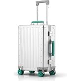 Aivens 20" Full Aluminum Carry On Luggage Zipperless Suitcase, Silver | Airline Approved, Zipperless, TSA Locks, 360&deg; Silent Spinner Wheels, All Aluminum, Durable Hard Shell