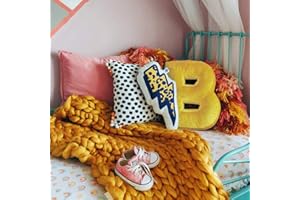 MOMAID Velvet Letter Pillow Soft Initial Throw Cushion Decorative Alphabet Kids Room Nursery Decor Baby Toddler Gift (Yellow, Letter B)