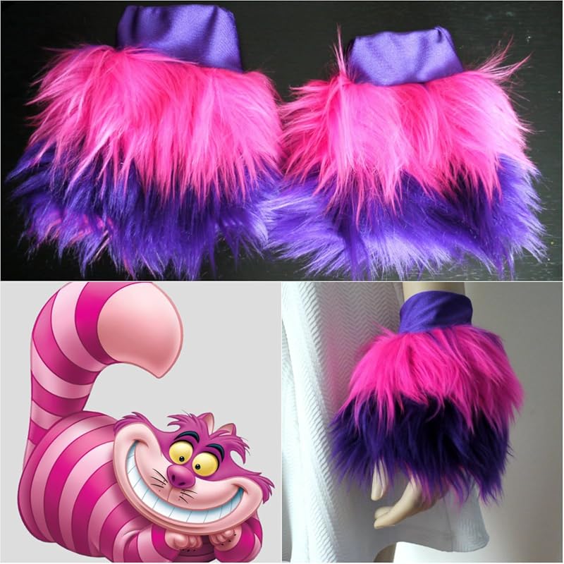 Alice in Wonderland Cheshire Cat Fur Rave cuffs Costume